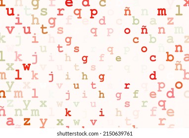 Light green, red vector cover with english symbols. Modern geometrical illustration with ABC english symbols. The pattern can be used for school, grammar websites.