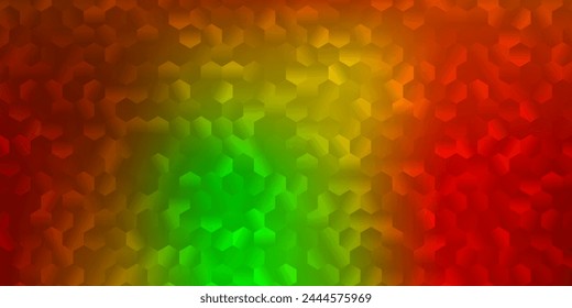 Cubierta de Vector verde claro, rojo con hexágonos simples. Ilustración simple con hexágonos de gradiente de colores. Diseño base para hacer tus anuncios.