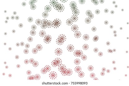 Light Green, Red vector cover with beautiful snowflakes. Blurred decorative design in xmas style with snow. The template can be used as a new year background.