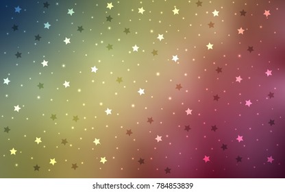 Light Green, Red vector cover with small and big stars. Modern geometrical abstract illustration with stars. The pattern can be used for new year ad, booklets.