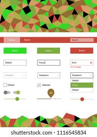 Light Green, Red vector design ui kit with mosaic. Decorative ui kit design in abstract style with colorful crystals. This sample is for your landing page.
