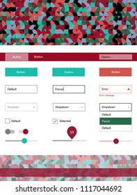 Light Green, Red vector design ui kit with dots. Modern Style guide with colorful gradient circles in its header. Simple colorful design for websites.