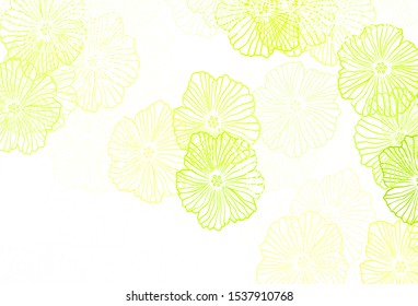 Light Green, Red vector doodle background with leaves. Sketchy doodle flowers on white background. Template for backgrounds of cell phones.