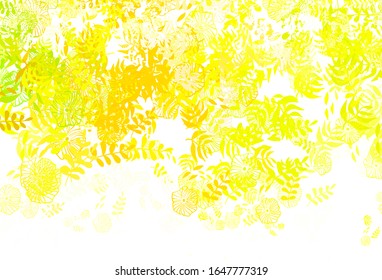 Light Green, Red vector doodle texture with leaves. leaves on blurred abstract background with gradient. The best design for your business.