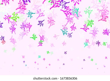 Light Green, Red vector doodle template with branches. Colorful illustration in doodle style with leaves, branches. Doodle design for your web site.