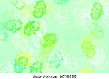 Light Green, Red vector doodle background with flowers. Doodle illustration of flowers in Origami style. Textured pattern for websites, banners.