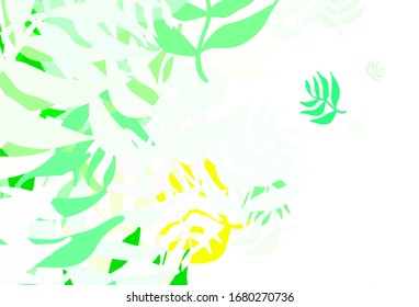Diseño de doodle de color verde claro, rojo vectorial con hojas. hojas sobre un elegante patrón natural con gradiente. Una textura nueva para el diseño de papel pintado.