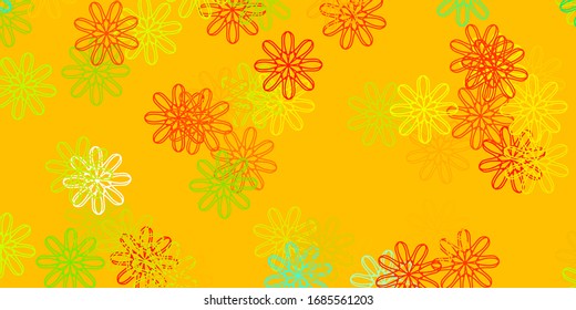 Light Green, Red vector doodle background with flowers. Gradient colorful abstract flowers on simple background. Pattern for website designs.