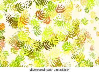 Light Green, Red vector doodle texture with leaves. leaves on elegant natural pattern with gradient. Pattern for heads of websites, designs.