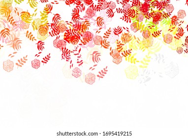 Color verde claro, dorsal vectorial rojo con hojas, flores. Una elegante ilustración brillante con hojas y flores. Patrón texturizado para sitios web, banners.