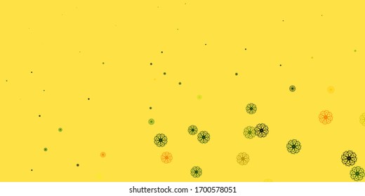 Light Green, Red vector doodle texture with flowers. Illustration with abstract colorful flowers with gradient. Smart design for wrapping, wallpapers.