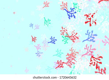 Light Green, Red vector doodle background with branches. Leaves and branches with gradient on white background. Colorful pattern for kid's books.