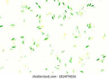 Hellgrüner, roter Vektor-Doodle-Hintergrund mit Blättern. Skizzenhafte Doodles mit Blättern auf unscharfem Hintergrund. Texturierte Muster für Webseiten, Banner.
