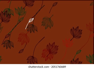 Hellgrünes, rotes Vektor-Doodle-Layout. Doodle Illustration der Blätter im Origami-Stil mit Farbverlauf. Handgemalt Design für Umhüllung, Tapete.