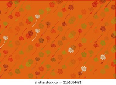 Verde claro, fondo de doodle vectorial rojo. Ilustración colorida brillante con hojas en estilo doodle. Diseño pintado a mano para web, volante, textil.