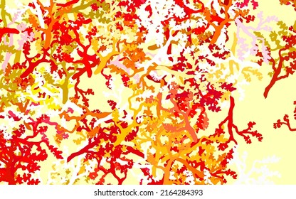 Hellgrüne, rote Vektor-Doodle-Textur mit Blättern, Ästen. Illustration mit Doodles auf abstrakter Vorlage. Farbiges Muster für Kinderbücher.