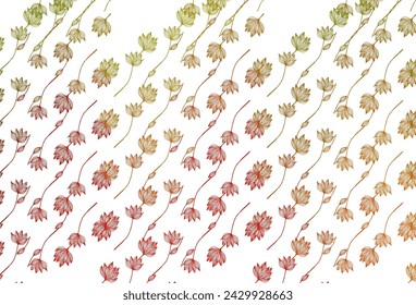 Light Green, Red vector doodle background. Shining colorful illustration with leaves in doodle style. Hand painted design for web, leaflet, textile.