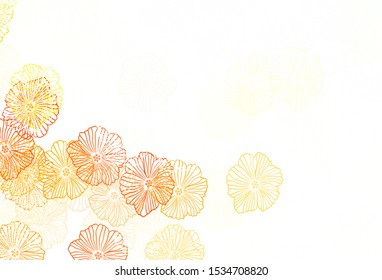 Light Green, Red vector elegant template with leaves. Colorful illustration with flowers in doodle style. Hand painted design for web, wrapping.