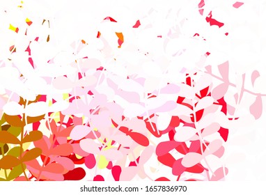 Light Green, Red vector elegant template with leaves. Decorative illustration with doodles on abstract template. New design for your business.