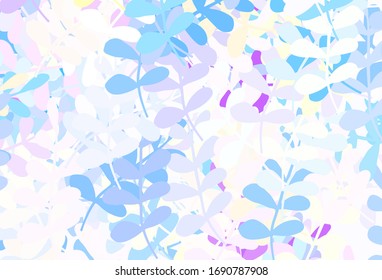 Light Green, Red vector elegant pattern with leaves. Shining colored illustration with leaves in doodle style. Template for backgrounds of cell phones.