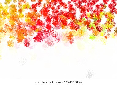 Light Green, Red vector elegant pattern with leaves. Leaves and branches with gradient on white background. Template for backgrounds of cell phones.