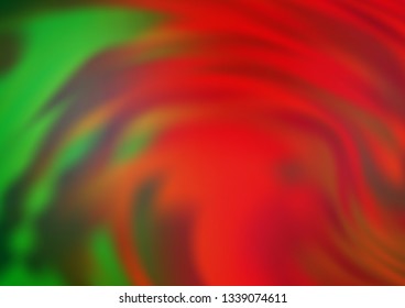 Light Green, Red vector glossy bokeh pattern. A vague abstract illustration with gradient. A completely new design for your business.