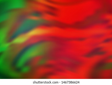 Light Green, Red vector glossy bokeh pattern. Colorful illustration in abstract style with gradient. A completely new design for your business.