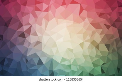 Light Green, Red vector gradient triangles texture. Glitter abstract illustration with an elegant triangles. Triangular pattern for your design.