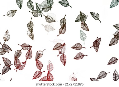 Light Green, Red vector hand painted background. Abstract leaves with gradient on simple background. Completely new design for your business.