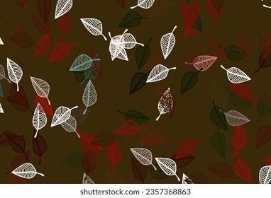 Verde claro, rojo vectorial textura pintada a mano. Ilustración colorida brillante con hojas en estilo doodle. Patrón para el libro de marcas.