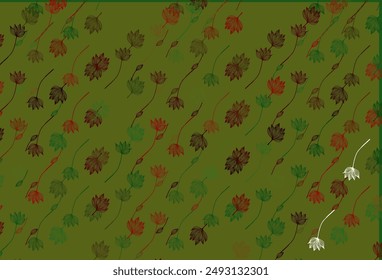Light Green, Red vector hand painted background. Modern geometrical abstract illustration with leaves. Doodle design for your web site.