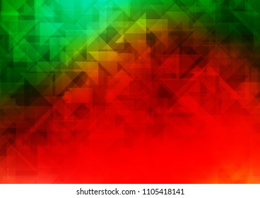 Light Green, Red vector hexagon mosaic triangle mosaic. Glitter abstract illustration with an elegant design. The elegant pattern can be used as part of a brand book.