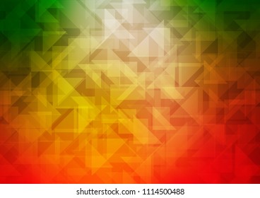 Light Green, Red vector hexagon mosaic texture. Brand new colored illustration in blurry style with gradient. Triangular pattern for your business design.