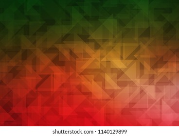 Light Green, Red vector hexagon mosaic template. Glitter abstract illustration with an elegant design. The textured pattern can be used for background.