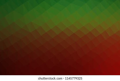 Light Green, Red vector hexagon mosaic template. Creative illustration in halftone style with gradient. The textured pattern can be used for background.