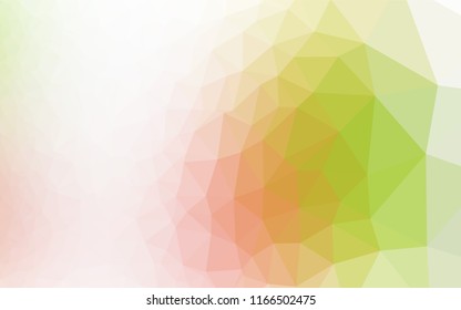 Light Green, Red vector hexagon mosaic template. Shining illustration, which consist of triangles. The elegant pattern can be used as part of a brand book.