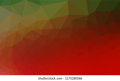Light Green, Red vector hexagon mosaic texture. Creative geometric illustration in Origami style with gradient. The best triangular design for your business.