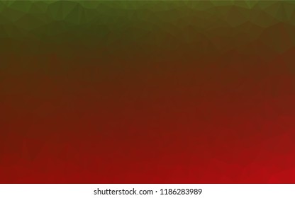 Light Green, Red vector hexagon mosaic template. Shining illustration, which consist of triangles. A completely new design for your business.