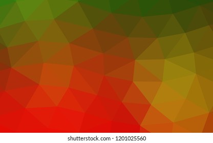 Light Green, Red vector hexagon mosaic triangle mosaic. An elegant bright illustration with gradient. The best triangular design for your business.