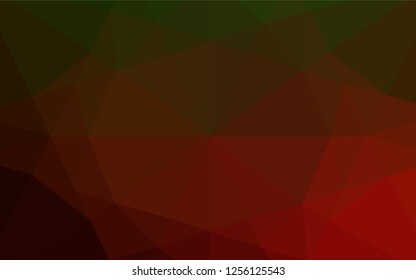 Light Green, Red vector hexagon mosaic texture. Triangular geometric sample with gradient.  The template can be used as a background for cell phones.