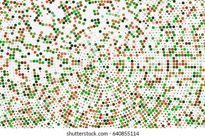 Light Green, Red vector illustration which consist of circles. Dotted gradient design for your business. Creative geometric background in halftone style with colored spots.