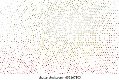 Light Green, Red vector illustration which consist of circles. Dotted gradient design for your business. Creative geometric background in halftone style with colored spots.