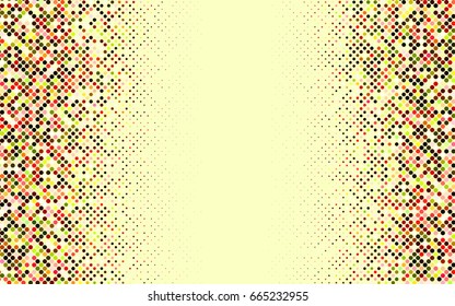 Light Green, Red vector illustration which consist of circles. Dotted gradient design for your business. Creative geometric background in halftone style with colored spots.
