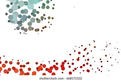 Light Green, Red vector illustration which consist of circles. Dotted gradient design for your business. Creative geometric background in halftone style with colored spots.