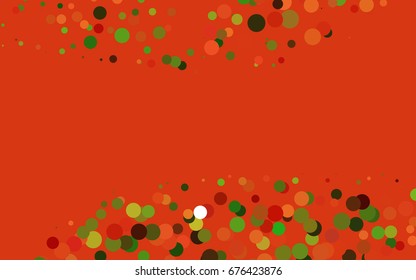 Light Green, Red vector illustration which consist of circles. Dotted gradient design for your business. Creative geometric background in halftone style with colored spots.