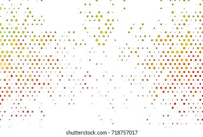 Light Green, Red vector illustration which consist of circles. Dotted gradient design for your business. Creative geometric background in halftone style with colored spots.