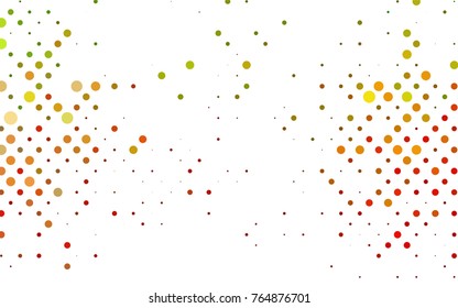 Light Green, Red vector illustration which consist of circles. Dotted gradient design for your business. Creative geometric background in halftone style with colored spots.