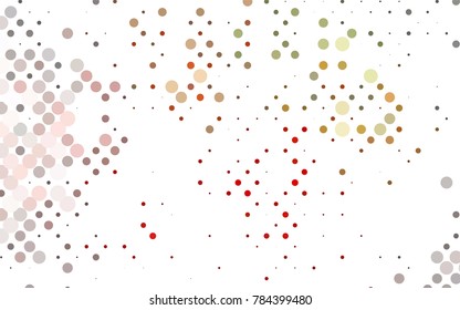 Light Green, Red vector illustration which consist of circles. Dotted gradient design for your business. Creative geometric background in halftone style with colored spots.