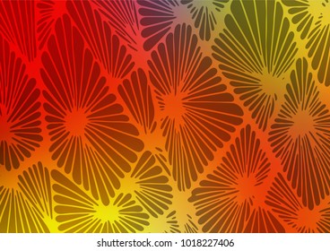 Light Green, Red vector indian curved background. Brand-new colored illustration in blurry style with doodles. The template can be used as a background for cell phones.