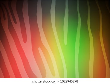 Light Green, Red vector indian curved background. An elegant bright illustration with lines in Natural style. Hand painted design for web, leaflet, textile.